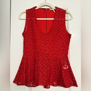 Maje Floral Red Lace Blouse size 2